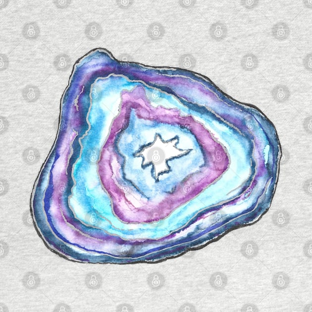 Blue Watercolor Geode by Skye Rain Art by Skye Rain Art